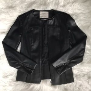Hardly Worn! Zara Faux Leather Black Jacket